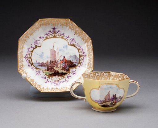 Two-handled Cup and Saucer