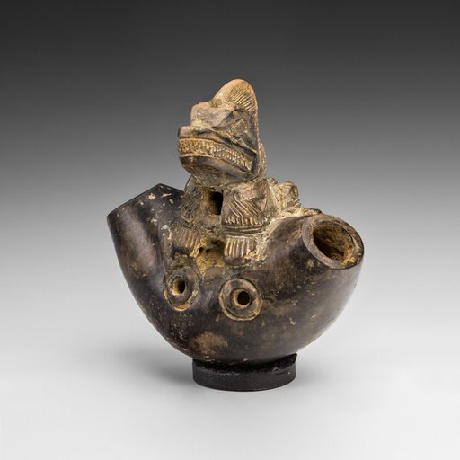 Whistle with an Iguana or Saurian Sculpted on its Surface