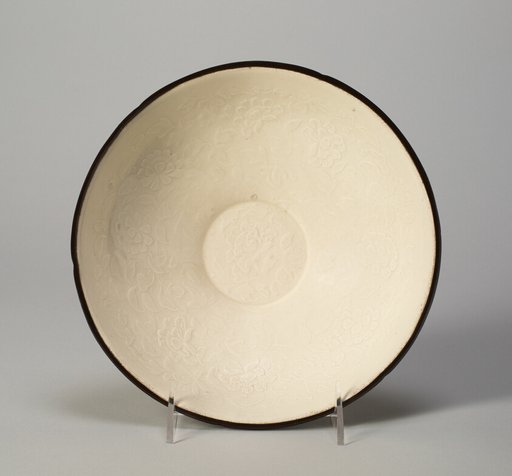 Bowl with Boys Playing amid Peony Flowers
