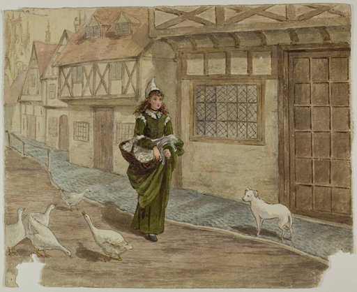 Girl with Eggs and Geese