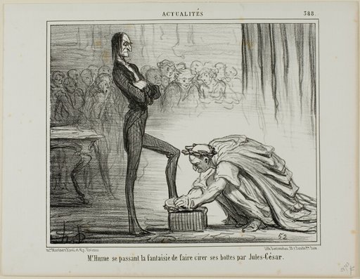 Mr. Hume fantasizing about Julius Caesar polishing his boots, plate 388 from Actualités