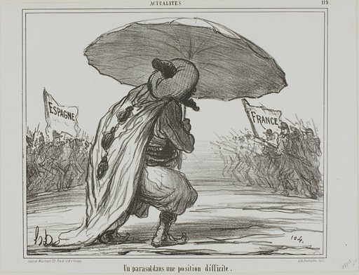 An Umbrella in a Difficult Position, plate 119 from Actualités