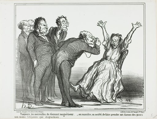 More marvels from the diamond hypnotist. Or, how to make the ladies pose in society in exhausting and not very gracious positions, plate 137 from Actualités