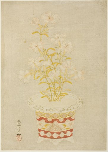 Pinks in a Porcelain Pot