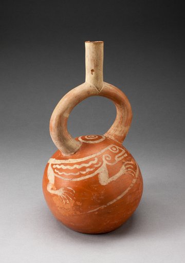 Stirrup Spout Vessel with Fineline Lizard Motifs