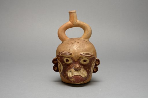 Stirrup Spout Vessel in Form of a Head, Possibly Ai-Apec