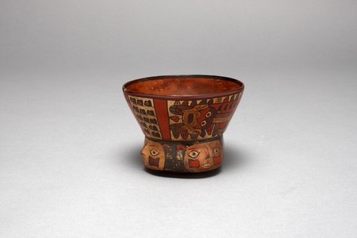 Wide-Mouth Cup Depicting a Costumed Performer and Mice, with Modeled Heads