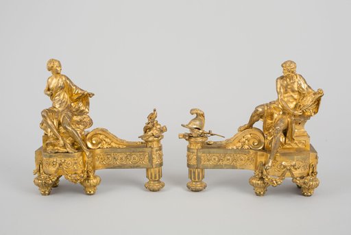 Pair of Firedogs Representing Venus and Mars