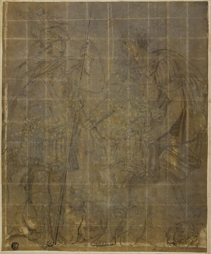 Two Roman Warriors with She-Wolf, Romulus, and Remus