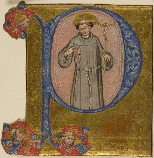 Saint Francis in a Historiated Initial "P"