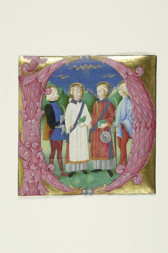 Four Saints in a Historiated Initial "P" from a Choirbook or Antiphonal