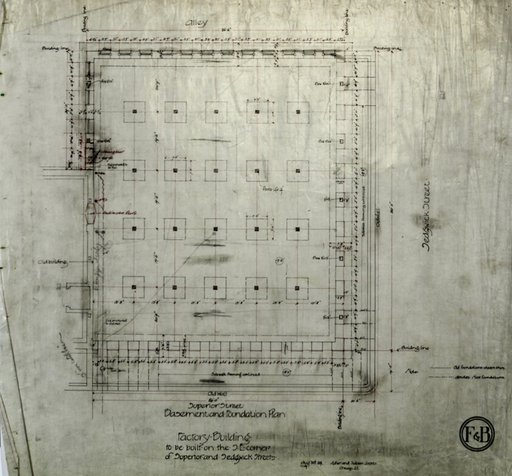 Brunswick Balke Collender Company Factory Building, Chicago, Illinois, Foundation Plan and Basement Plan