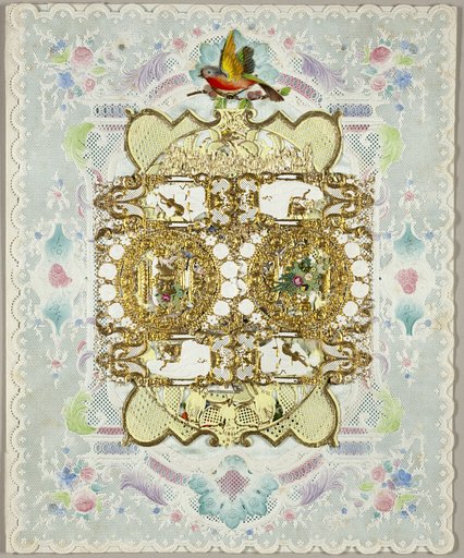 Untitled Valentine (Urn with Bird and Flowers in Wreaths of Gold Flowers)