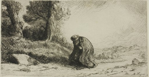 A Vagabond Walking Along a Lane