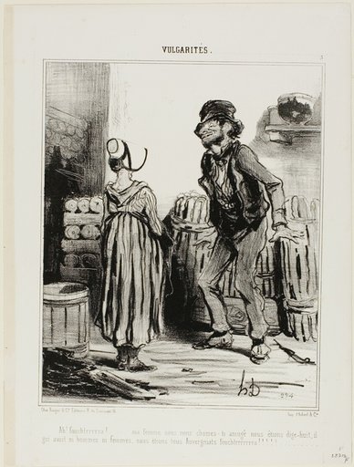 “Ha! Dammmmmnit wife... how much funnn we had when we were eighteen.... no men no women..... just us people from Auvergne,” plate 5 from Vulgarités