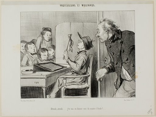 “Just you wait, I'm going to show you who is the teacher here...,” plate 11 from Professeurs Et Moutards