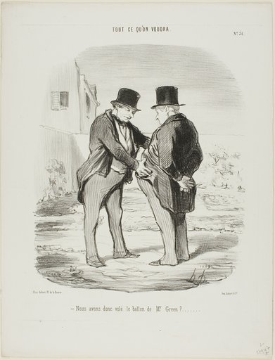 “- So we have stolen the balloon of Mr. Green?,” plate 31 from Tout Ce Qu'on Voudra