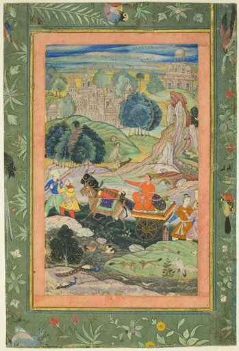 Prince Riding in Chariot Drawn by Goats