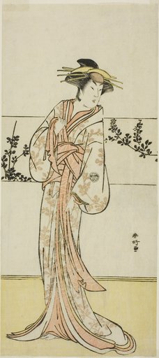 The Actor Segawa Kikunojo III, Possibly as the Courtesan Kojoro of Hakata, in the Play Chiyo no Hajime Ondo no Seto (Beginnings of Eternity: The Ondo Straits in the Seto Inland Sea) (?), Performed at the Kiri Theater from the Twenty-seventh Day of the Seventh Month, 1785