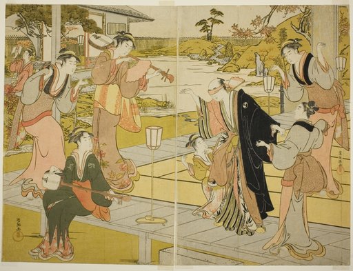 Oboshi Yuranosuke at the Ichiriki Teahouse, from scene VII in the Storehouse of Loyal Retainers