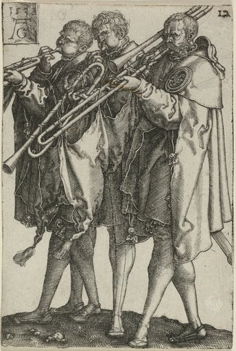 Three Trombonists, plate twelve from The Large Wedding-Dancers