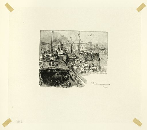 Villette Dock, plate five from Le Long de la Seine et des Boulevards