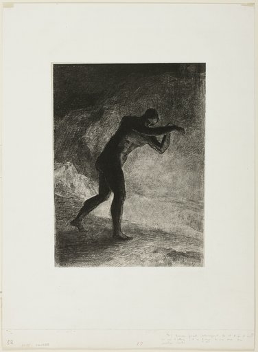 And Man Appeared; Questioning the Earth From Which He Emerged and Which Attracted Him, He Made His Way Toward Somber Brightness, plate 8 of 8 from "Les Origines"