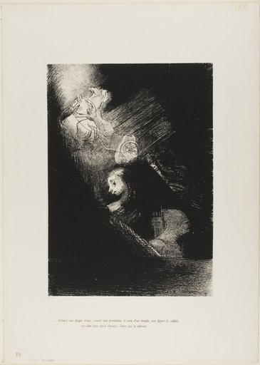 First a pool of water, then a prostitute, the corner of a temple, a soldier's face, a chariot with two rearing white horses, plate 1 from The Temptation of Saint Anthony (1st series)