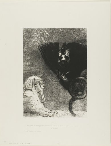 The Sphinx: "...my gaze that nothing can deflect, passing through objects, remains fixed on an inaccessible horizon." The Chimera: "As for me, I am light and joyful," plate 5 from To Gustave Flaubert