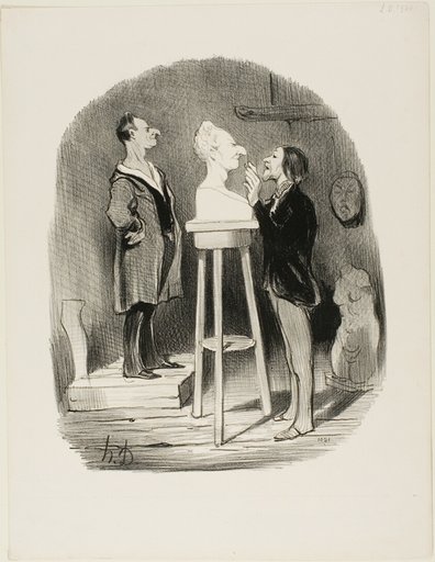 Monsieur Filochard, ex shopkeeper, retired, feels the need of passing on his bust in marble to even remotest posterity, plate 68 from Les Bons bourgeois