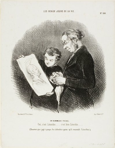 “Yes, it is Leonidas...... No Question, it is Leonidas!” (The happy father deems it appropriate to be moved by recognizing Leonidas), plate 100 from Les Beaux Jours De La Vie
