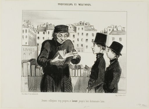 Clean Young High School Students, They Even Try Selling Off their Latin Dictionary, plate 24 from Professeurs et Moutards (Professors and Rascals)