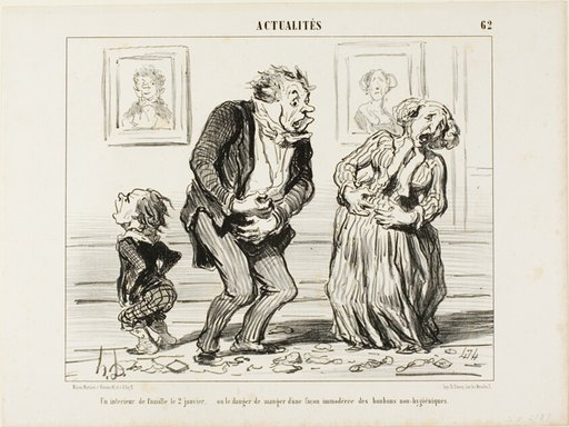 The Interior of a Family on January 2 - or the Danger of Consuming Immoderately Non-Hygienic Sweets, plate 62 from Actualités