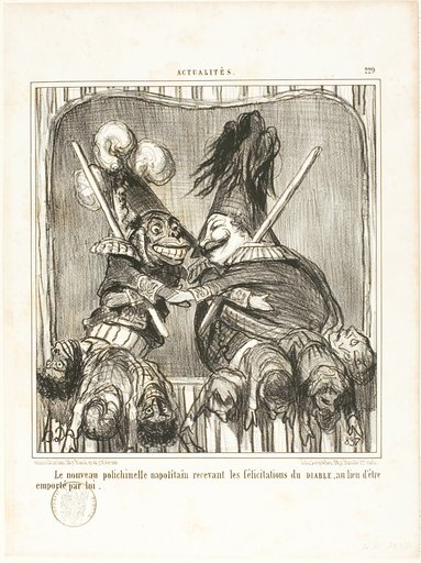 The New Neapolitan Buffoon. Receiving the congratulations of the DEVIL instead of being carried off by him, plate 229 from Actualités