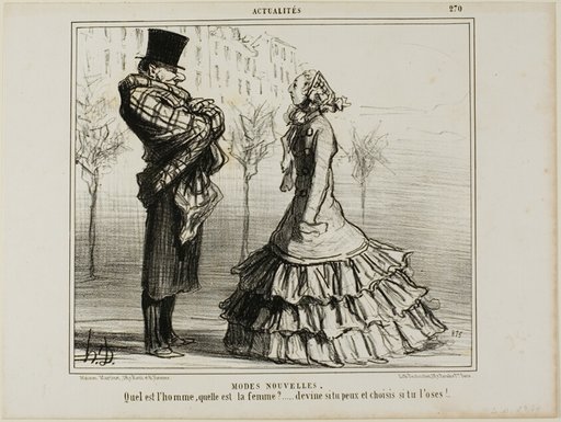 The New Fashion. Which is the man, which is the woman?... make your guess if you can and choose if you dare, plate 270 from Actualités