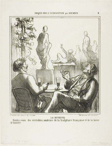 At The Bar. Meeting point for the true lovers of French sculpture and Bavarian beer, plate 5 from Croquis pris à l'exposition