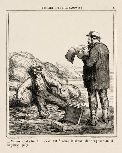 “- Well, are you finally finished?... after all it's tiring to relax for such a long time,” plate 1 from Les Artistes A La Campagne
