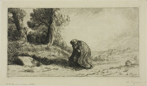 A Vagabond Walking Along a Lane