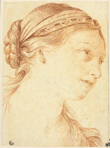 Woman's Head in Three-Quarter Profile to Right
