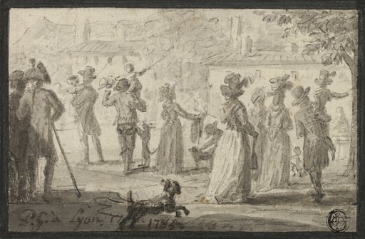 Figures Looking at Outdoor Spectacle