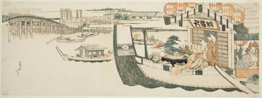 Boating parties on the Sumida River
