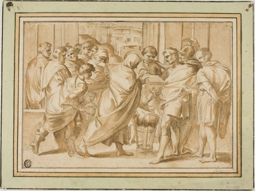 Scene from Roman History, with Draped Figure Presenting Book to Ruler
