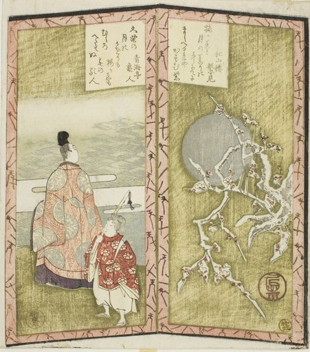 Plum blossoms and poet, from an untitled hexaptych depicting a pair of folding screens