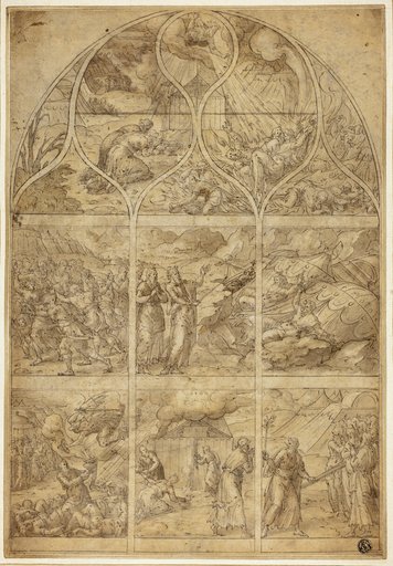 Design for a Stained Glass Window with the Story of Aaron