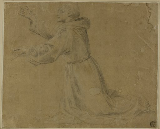 Kneeling Monastic Saint with Raised Arms