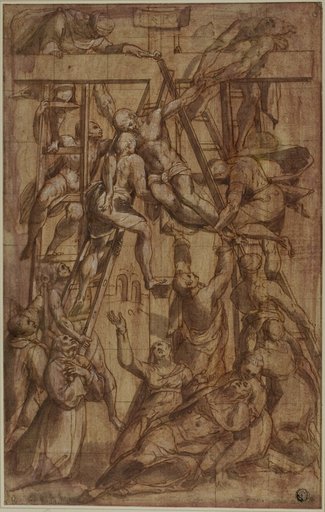 Deposition, with Saint Francis of Assisi and Another Male Saint (Stephen?)