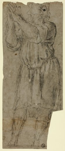 Man Standing in Prayer (recto); Drapery Study (verso)