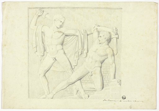 Classical Relief with Two Fighting Male Nudes