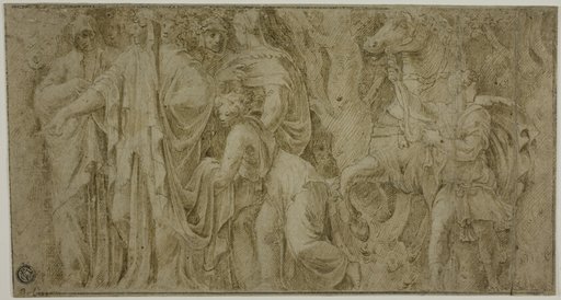 Story of Niobe: Niobe Receiving Gifts from Worshippers; Youth with Horse