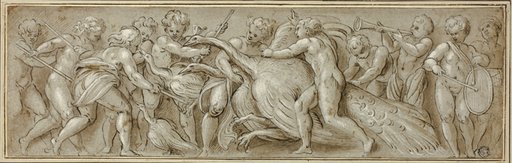 Putti with Peacocks and Musical Instruments